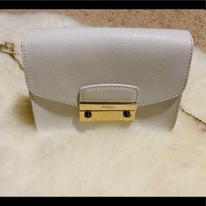 Furla Julia mini white leather corssbody bag